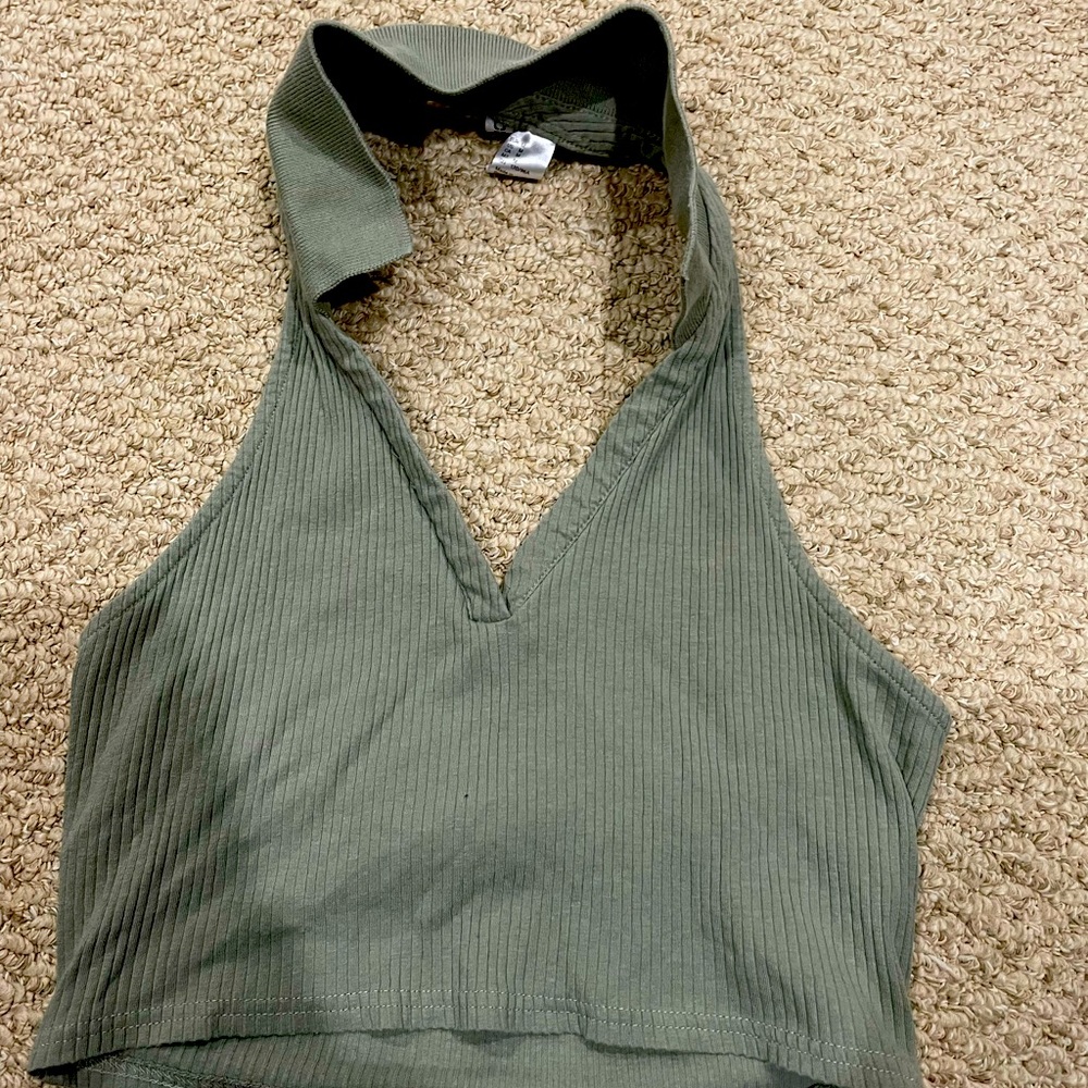 Army green halter top